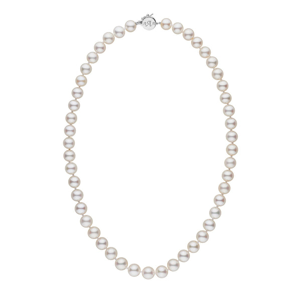 Personalized 8.5-9.0 mm AAA White Freshwater Pearl Circle Clasp Necklace