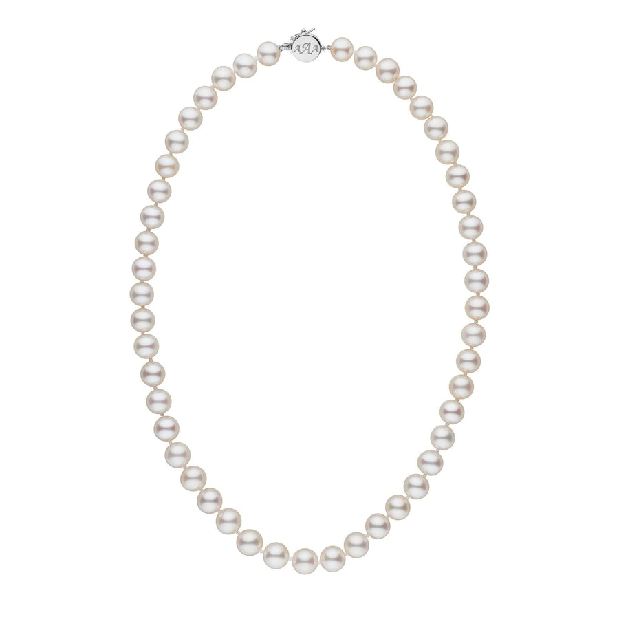 Personalized 18 Inch 8.5-9.0 mm AAA White Freshwater Pearl Circle Clasp Necklace