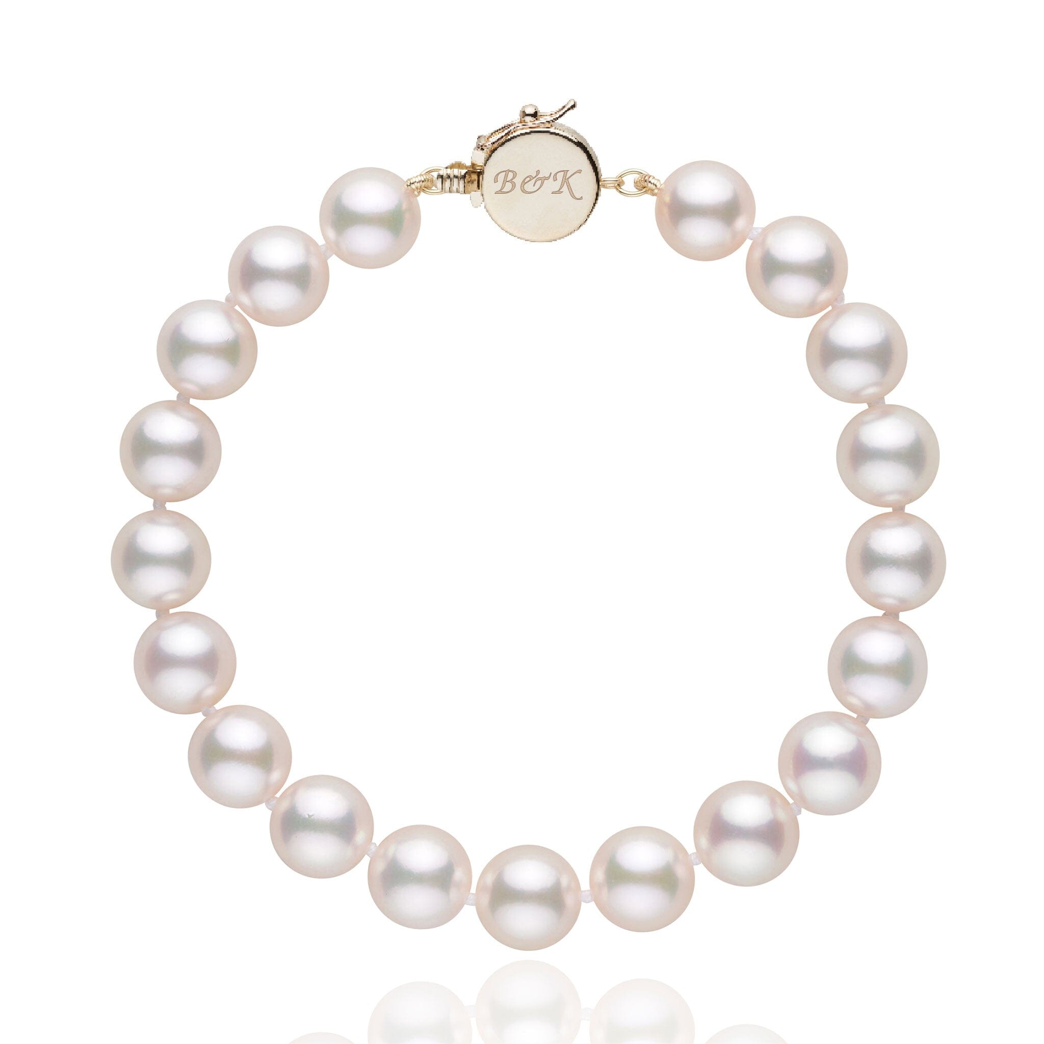 Personalized 8.5-9.0 mm AAA Akoya Pearl Circle Clasp Bracelet