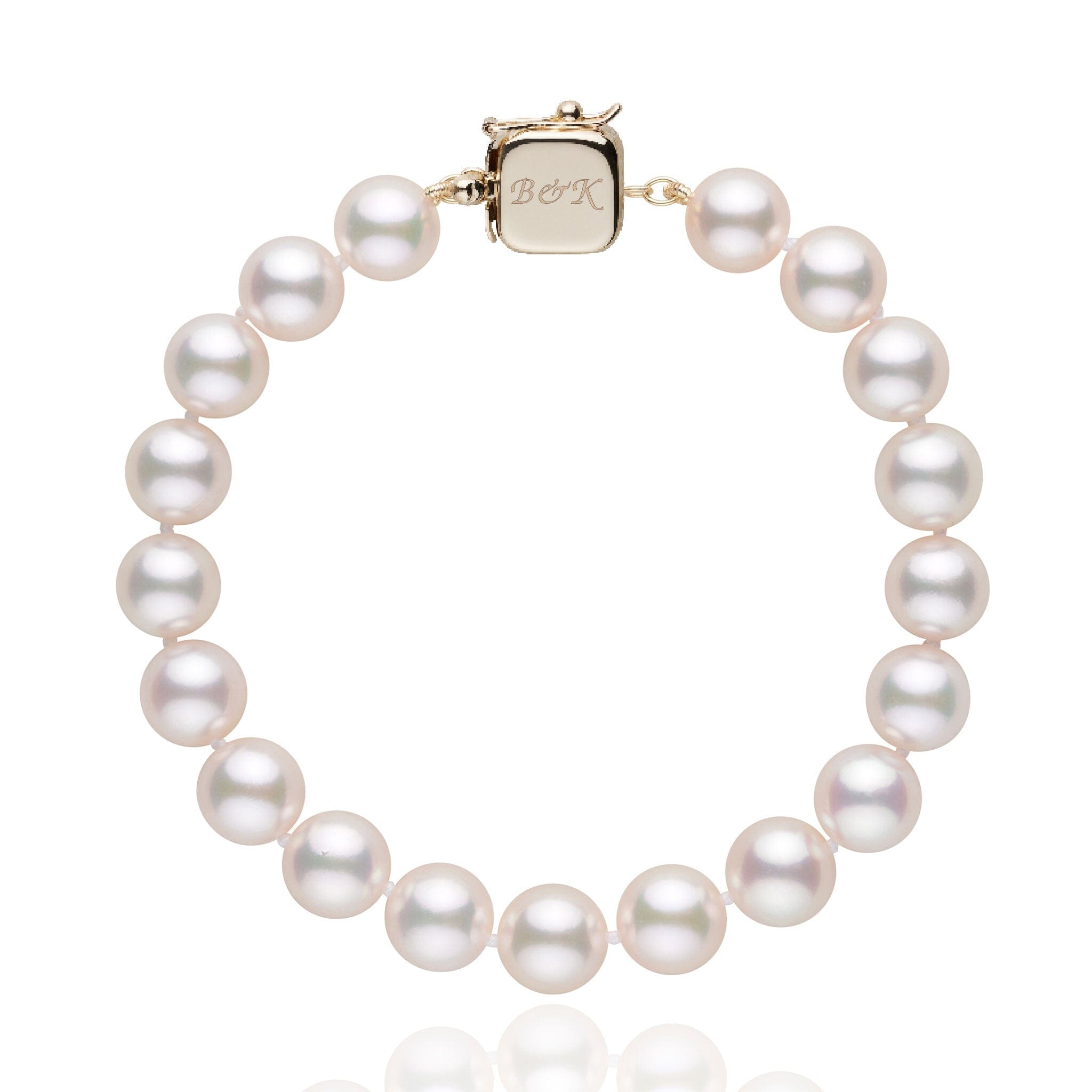 Personalized 8.5-9.0 mm AAA Akoya Pearl Square Clasp Bracelet