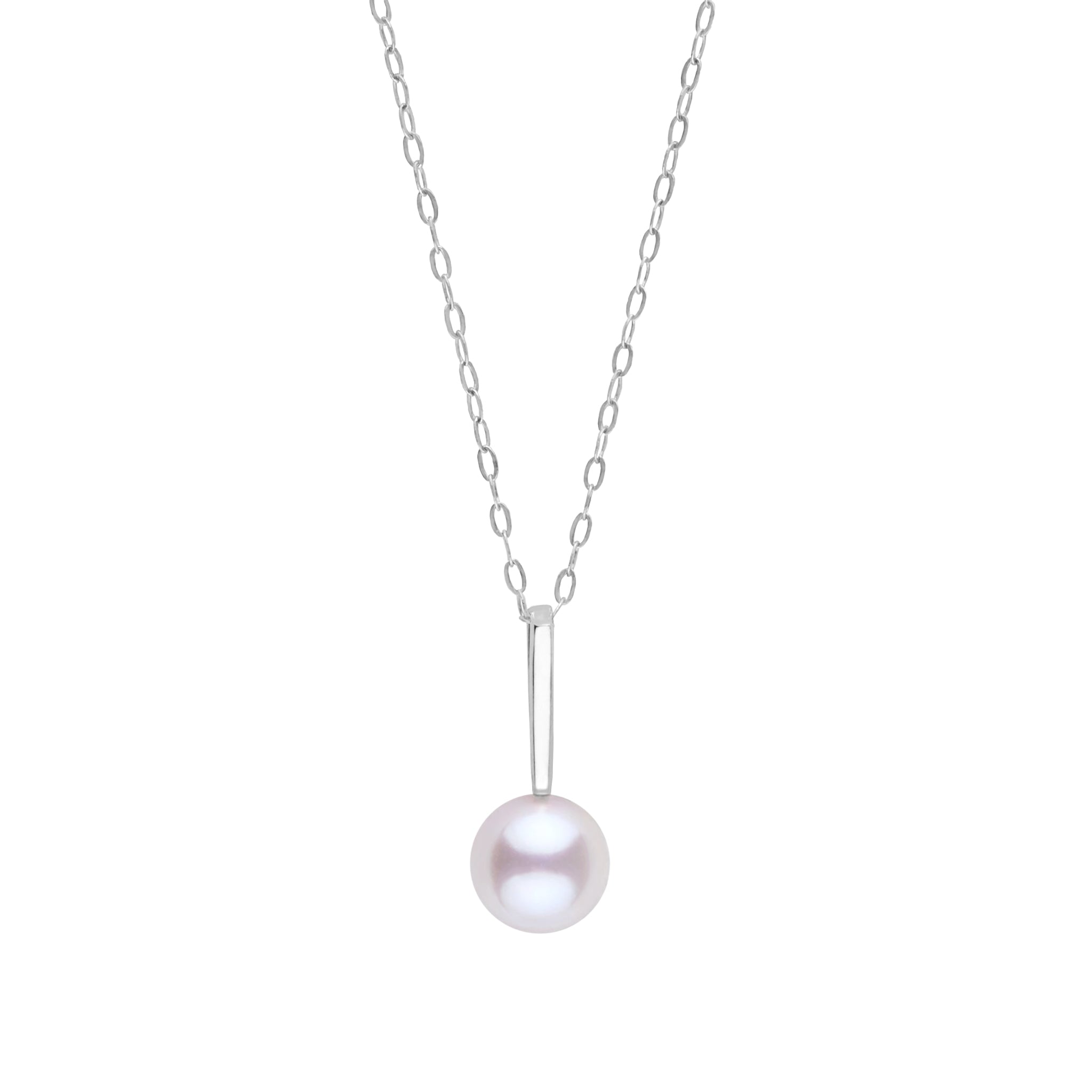 Petite Bar Collection 6.5-7.0 mm Akoya Pearl Pendant White Gold Front View