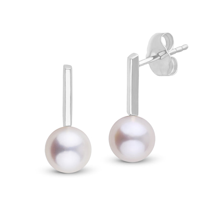 Petite Bar Collection 6.5-7.0 mm Freshadama Pearl Earrings White Gold
