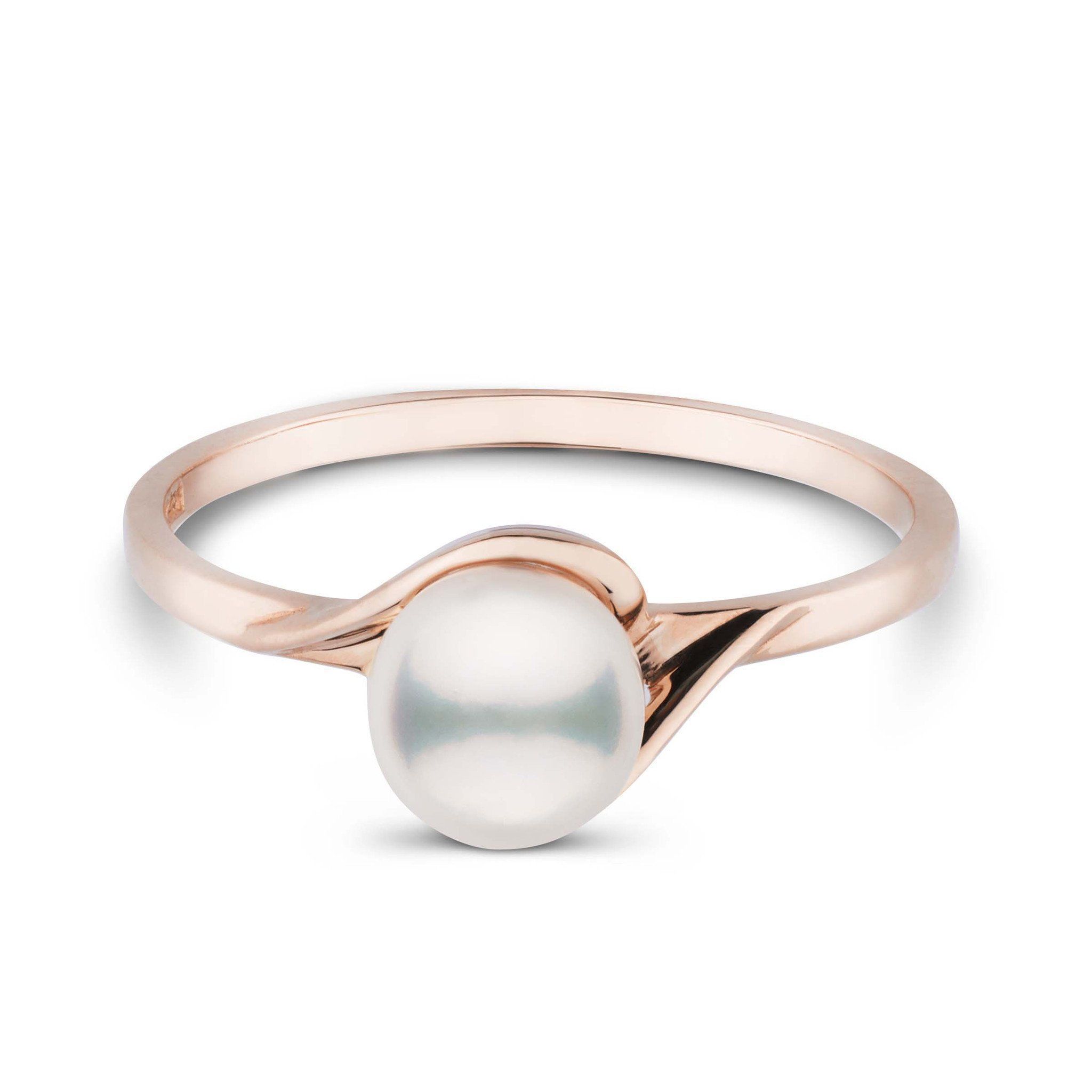 Petite Collection Akoya Pearl Ring rose gold top view
