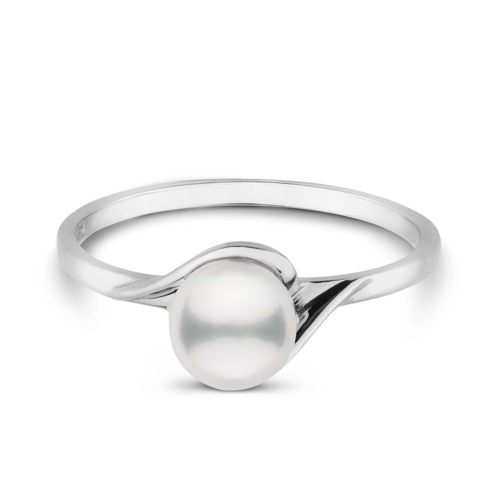 Petite Collection Akoya Pearl Ring white gold top view