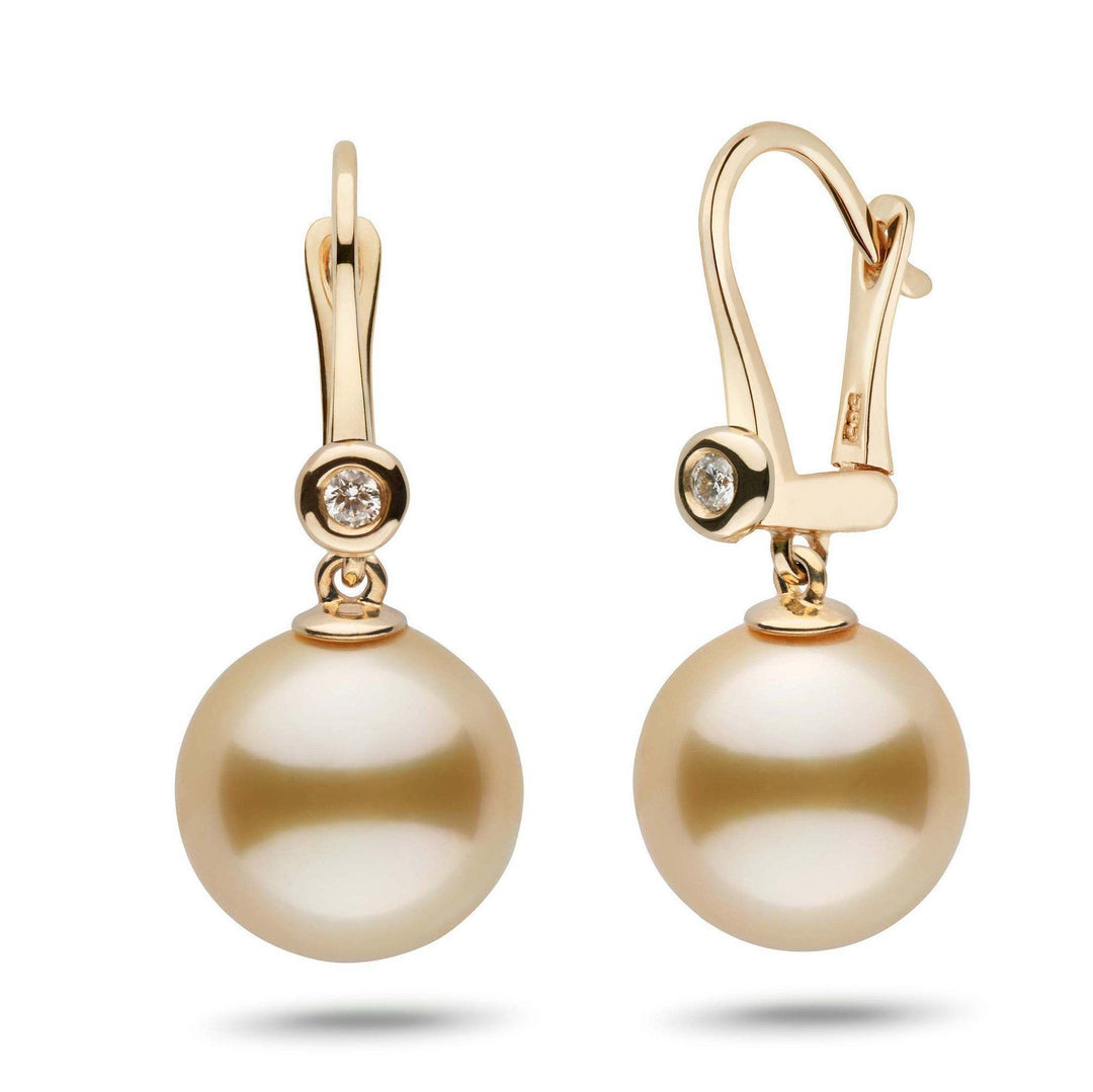 Romantic Collection Golden South Sea 12.0-13.0 mm Pearl & Diamond Dangle Earrings