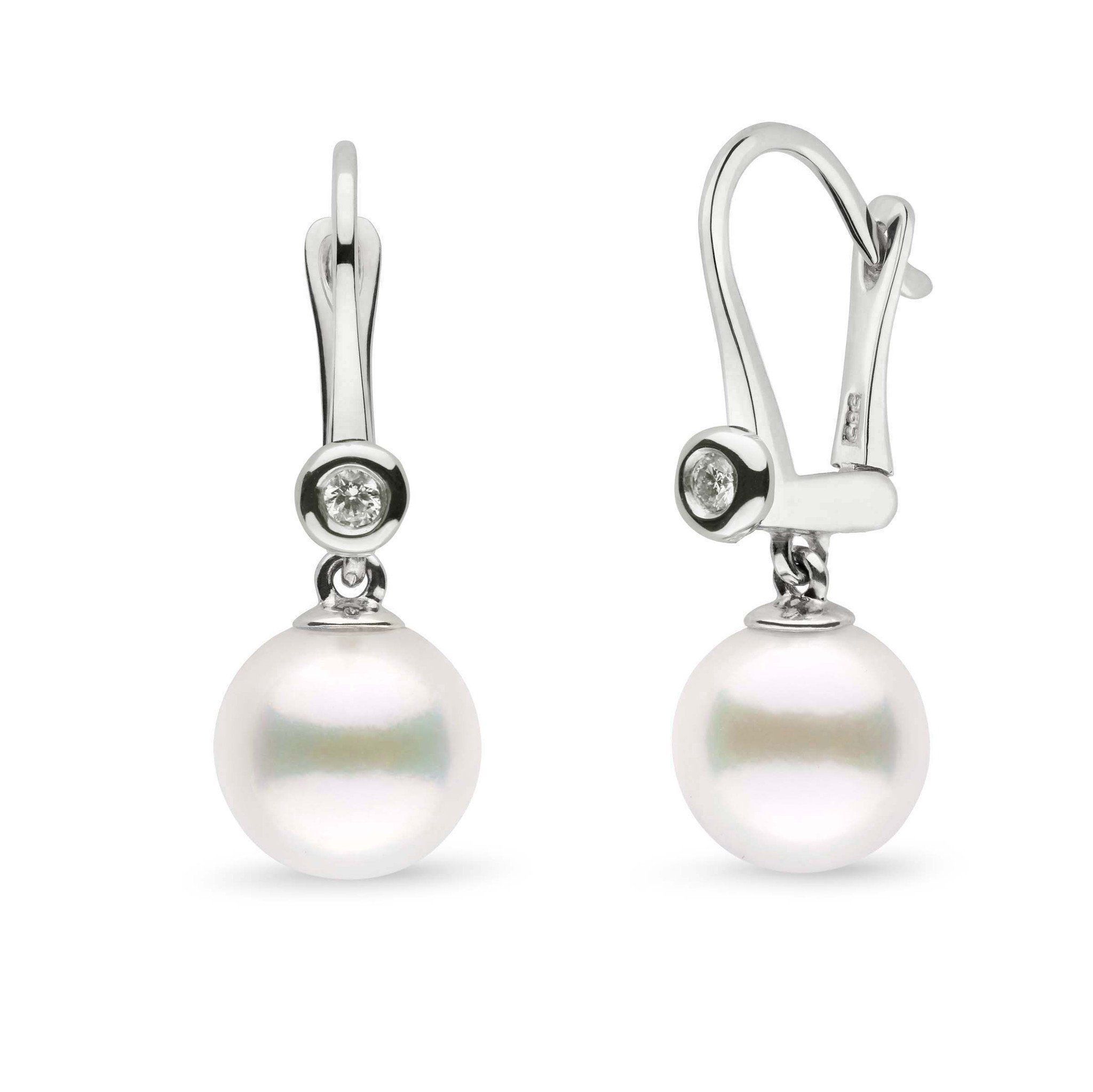 Romantic Collection White Freshadama Freshwater 9.0-10.0 mm Pearl & Diamond Dangle Earrings