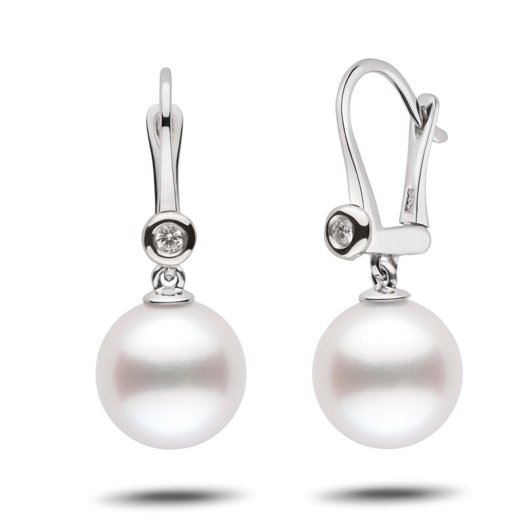 Romantic Collection White South Sea 11.0-12.0 mm Pearl & Diamond Dangle Earrings