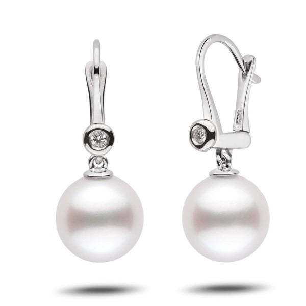 Romantic Collection White South Sea 11.0-12.0 mm Pearl & Diamond Dangle Earrings wg
