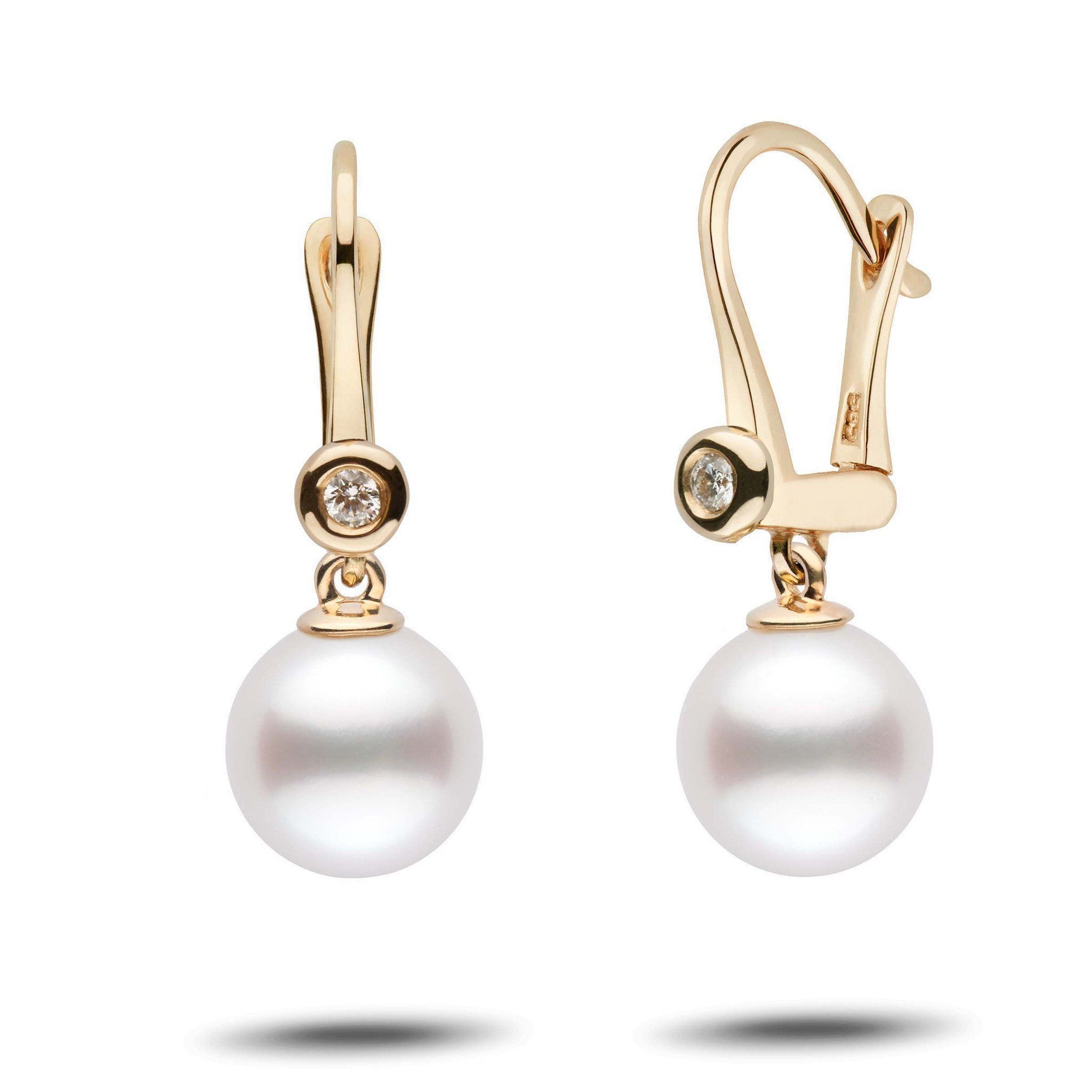 Romantic Collection White South Sea 9.0-10.0 mm Pearl & Diamond Dangle Earrings