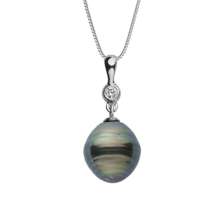 Products 10.0-11.0 mm Tahitian Baroque Pearl and Diamond Romantic Pendant