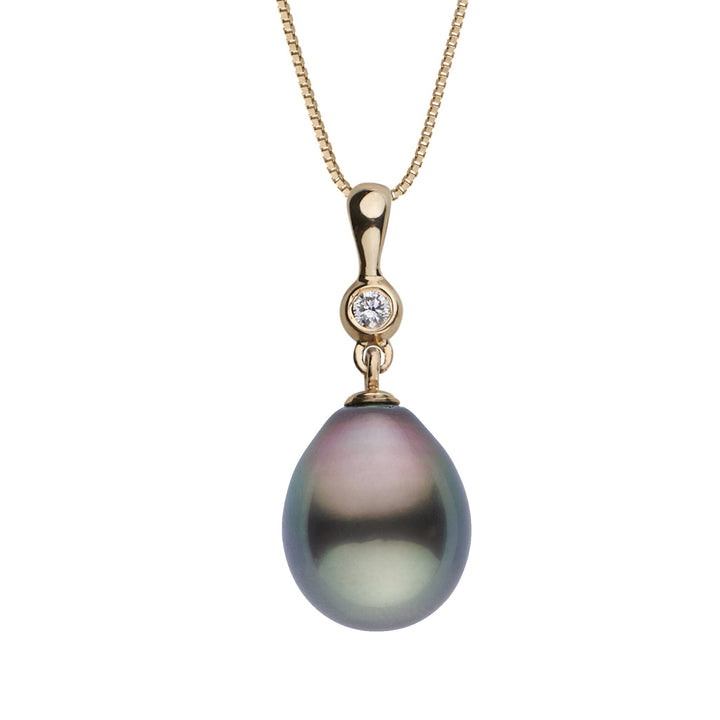 Romantic Collection 11.0-12.0 mm Tahitian Drop Pearl and Diamond Pendant