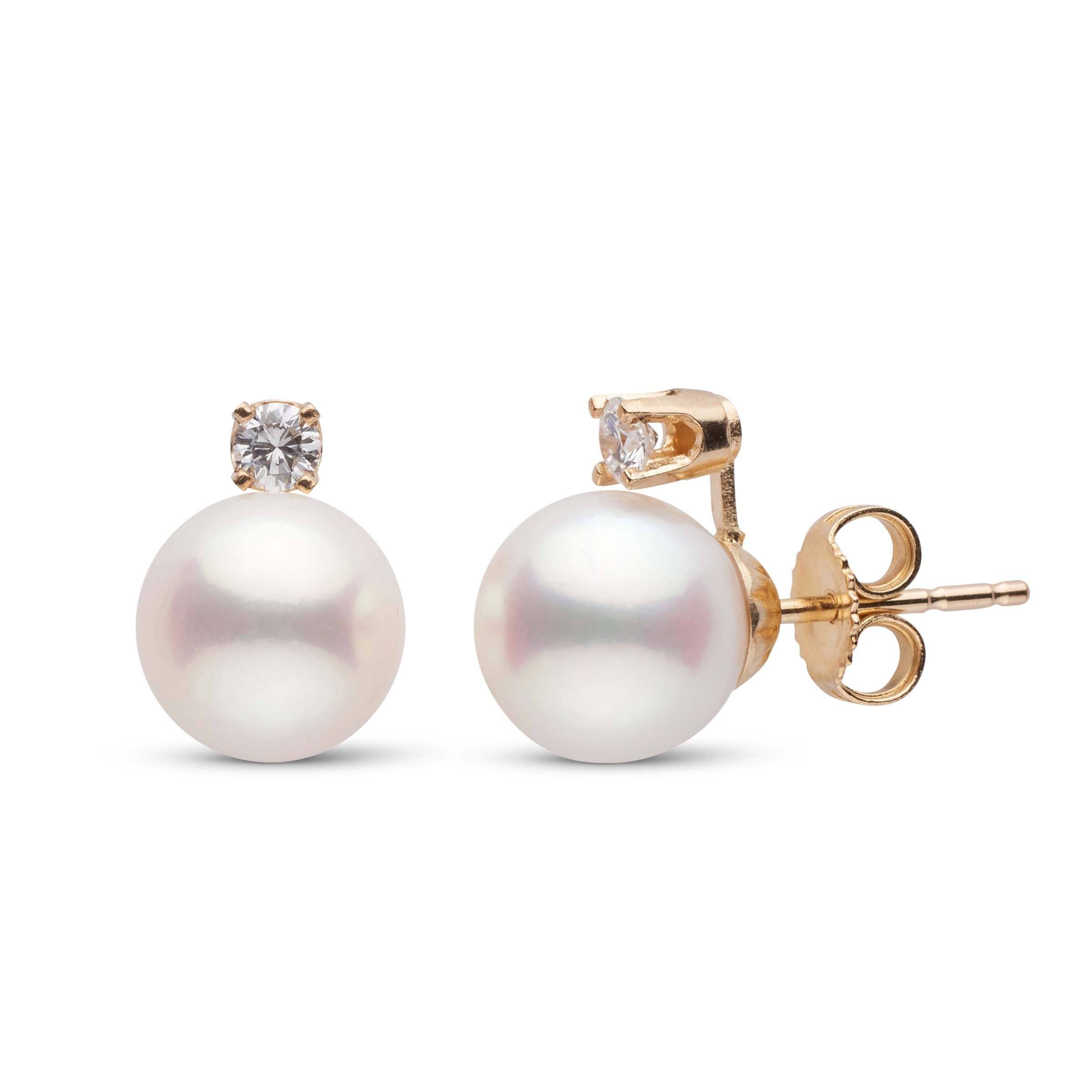 Starlight Collection 8.5-9.0 mm Freshadama Pearl and Diamond Stud Earrings yellow gold