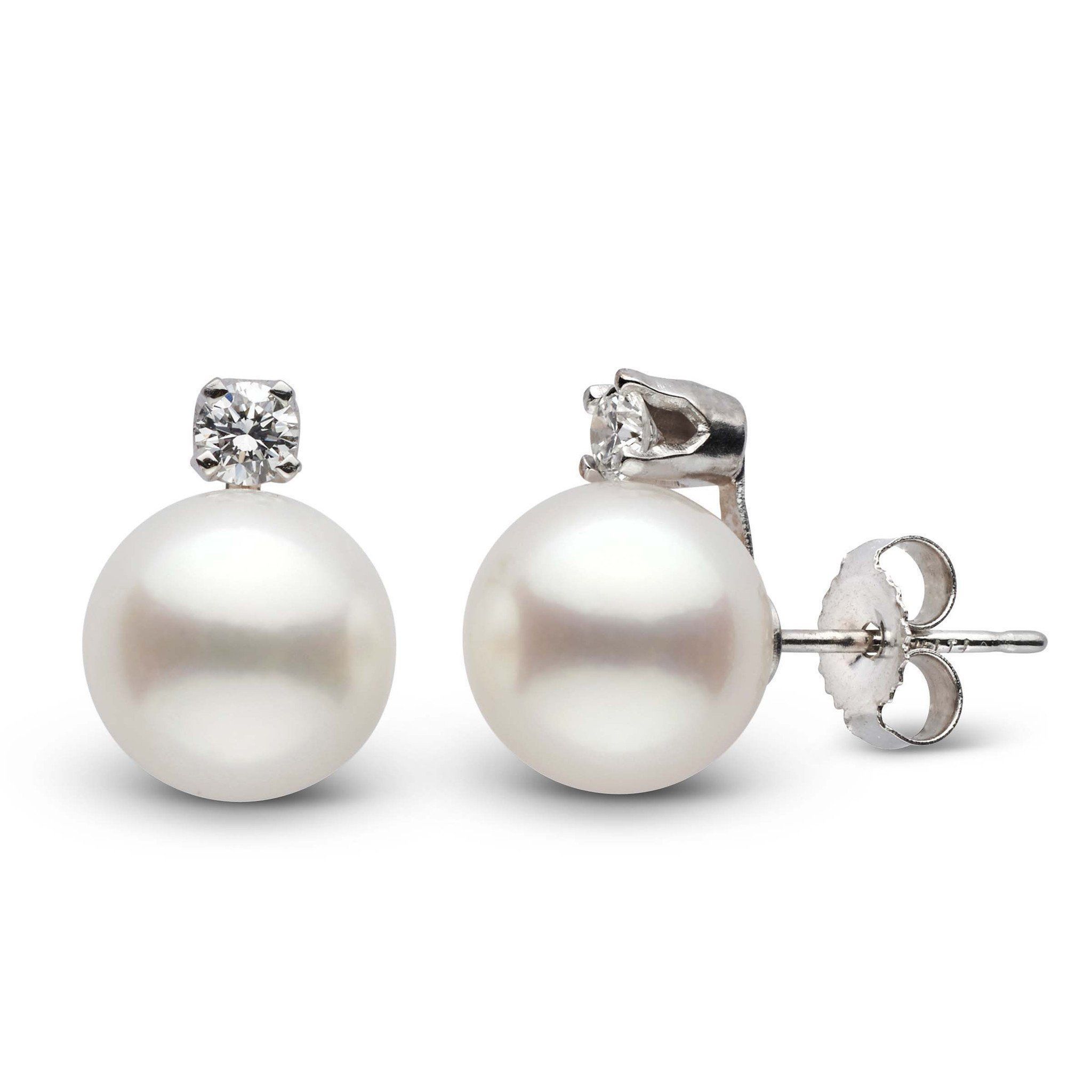 Starlight Collection 8.5-9.0 mm Freshadama Pearl and Diamond Stud Earrings white gold