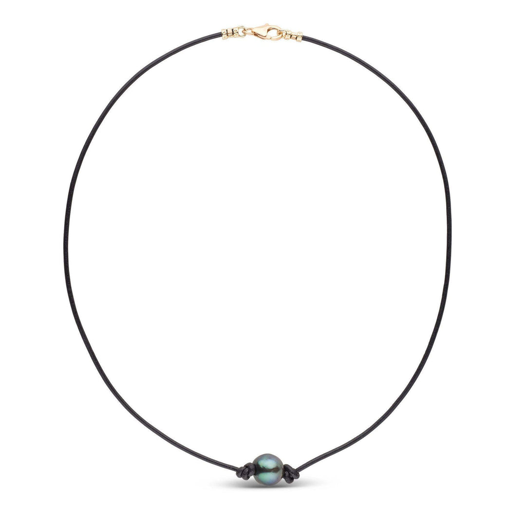 Tahitian Baroque Pearl Knotted Leather Necklace | Unisex