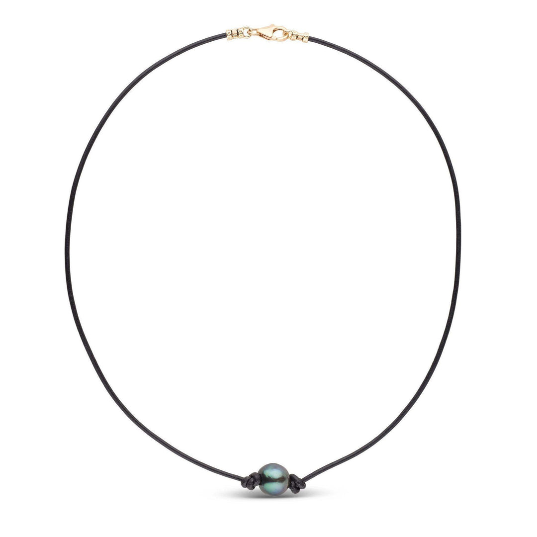 Tahitian Baroque Pearl Knotted Leather Necklace Unisex – Pearl