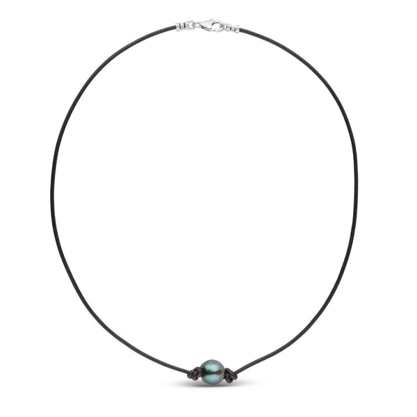Tahitian Baroque Pearl Knotted Leather Necklace | Unisex