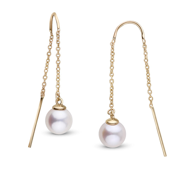7.5-8.0 mm Freshadama Pearl Threader Earrings Yellow Gold