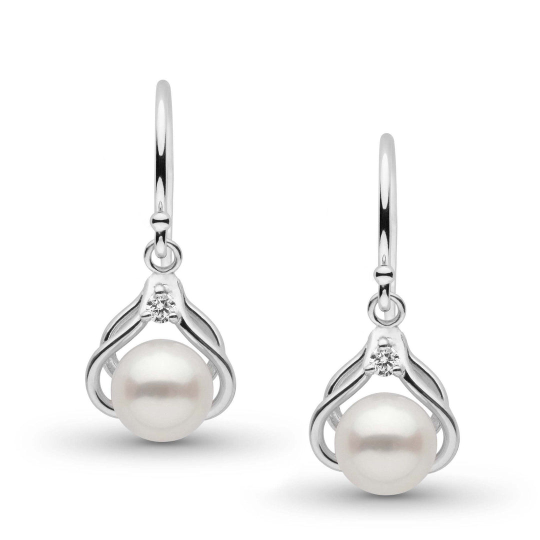 Tiara Collection Akoya Pearl and Diamond Earrings white gold