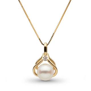 Tiara Collection Akoya Pearl and Diamond Pendant in yellow gold