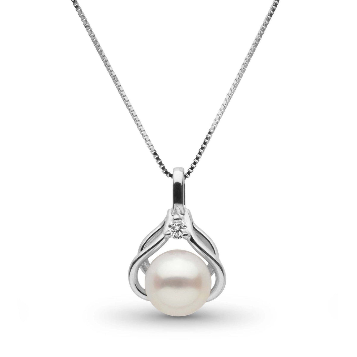 Tiara Collection Akoya Pearl and Diamond Pendant white gold