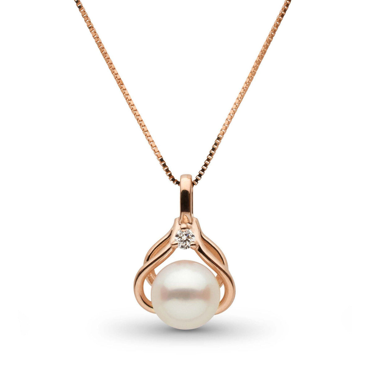 Tiara Collection Akoya Pearl and Diamond Pendant rose gold