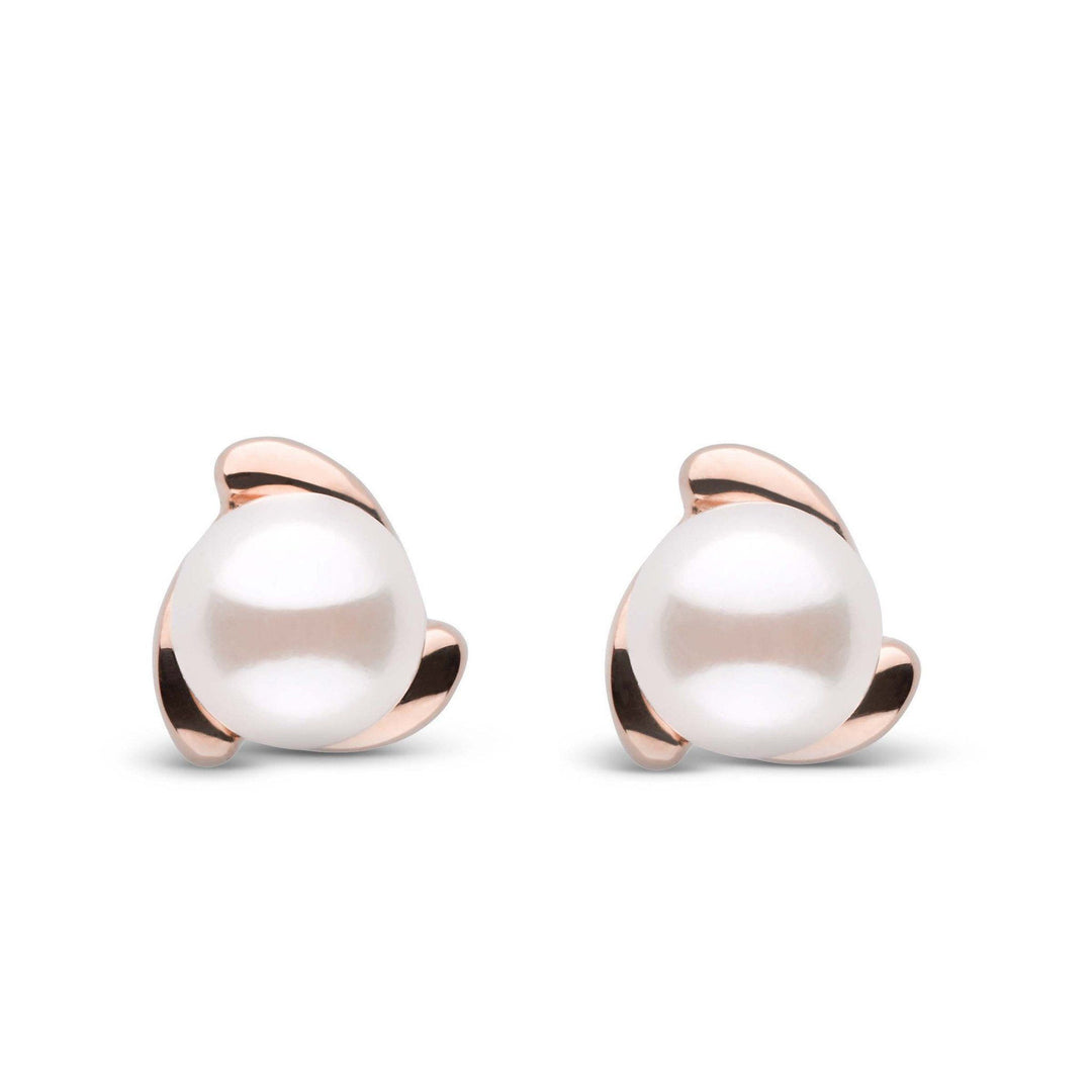Trillium Collection Akoya Pearl Earrings  Rose gold