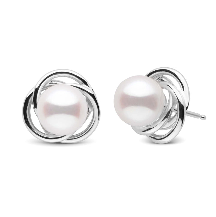 Trilogy Collection White Akoya Pearl Earrings white gold