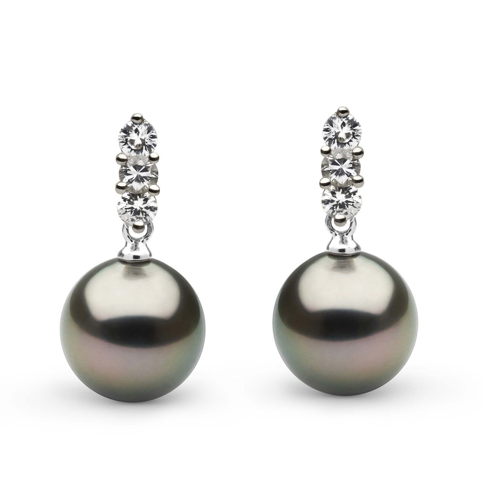 Trio Collection Tahitian 10.0-11.0 mm Pearl and Diamond Earrings ...