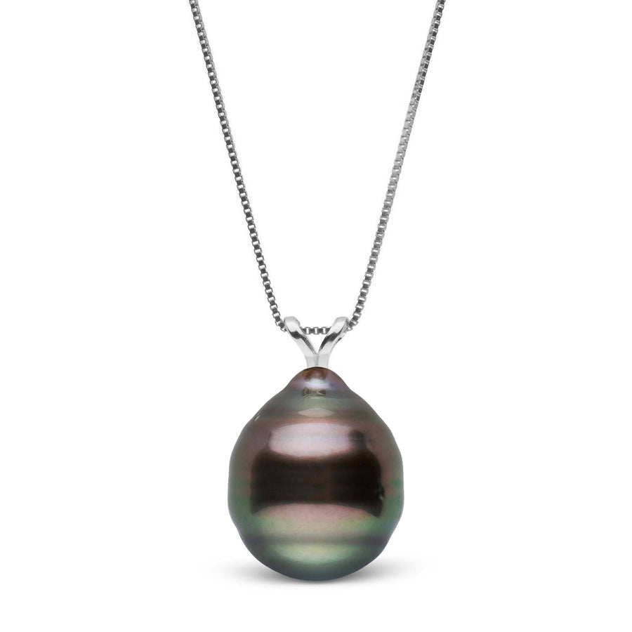 Unity Collection 11.0-12.0 mm Baroque Tahitian Pearl Pendant featuring a lustrous, uniquely shaped dark Tahitian pearl on an elegant 14K white gold chain.