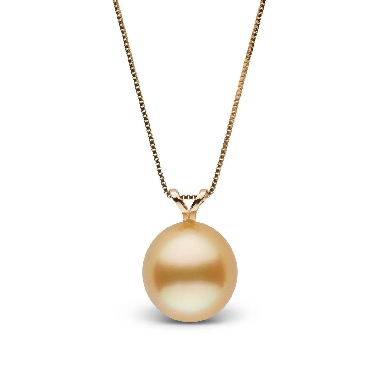 Unity Collection 9.0-10.0 mm Golden South Sea Pearl Drop Pendant featuring a luminous golden pearl on a delicate gold chain, perfect for elegant and timeless style.