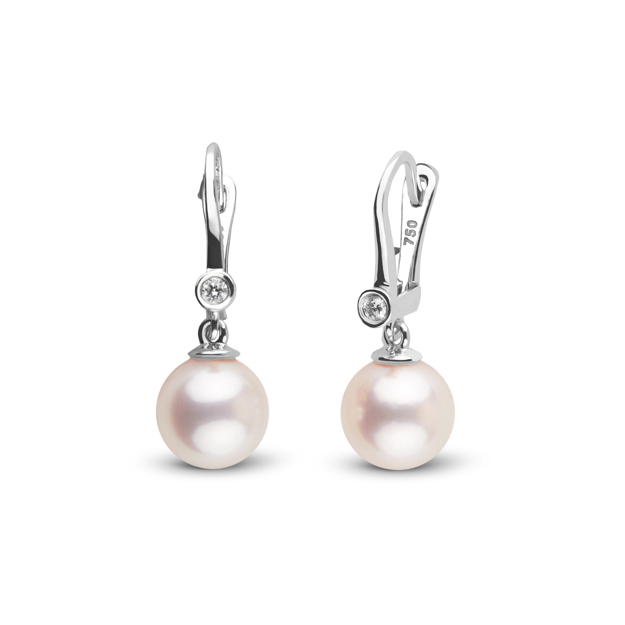 18K Romantic Collection 8.5-9.0 mm Akoya Pearl and Diamond Earrings White Gold