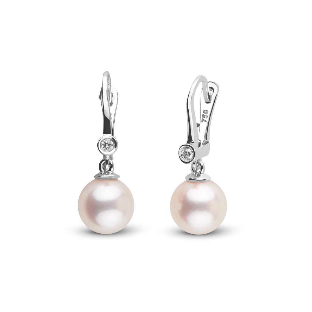 18K Romantic Collection 8.5-9.0 mm Akoya Pearl and Diamond Earrings White Gold