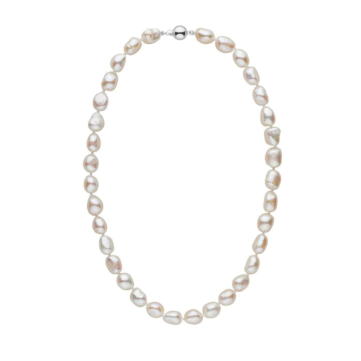 10.0-11.0 mm White Freshwater Baroque Pearl Necklace
