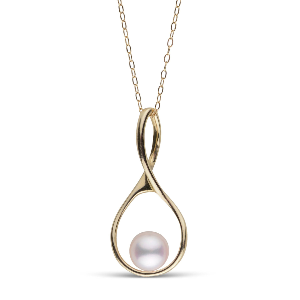 Wishbone Collection 7.0-7.5 mm Akoya Pearl Pendant yellow gold