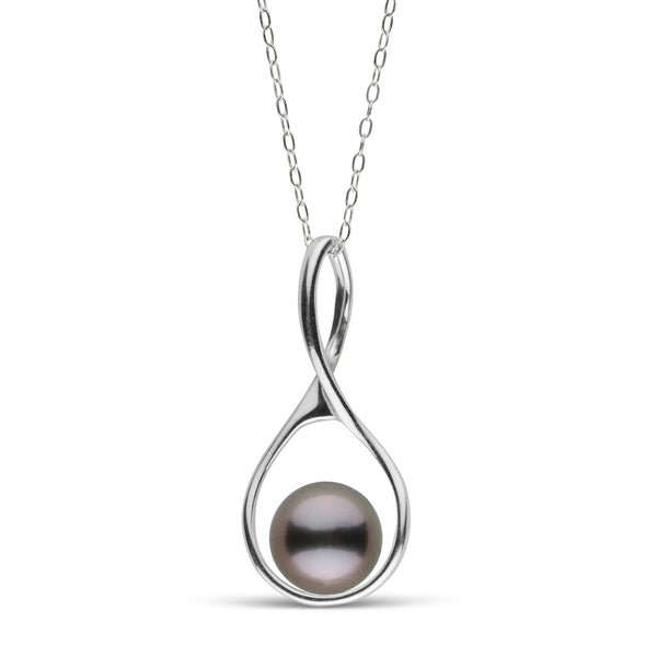 A perfect Tahitian pearl set in our exclusive wishbone collection pendant design